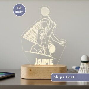 Personalized Badminton LED Night Light – Cool Sports Room Decor